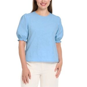 NWT Ted Baker Women's Short Sleeve blue Blouse puff sleeve